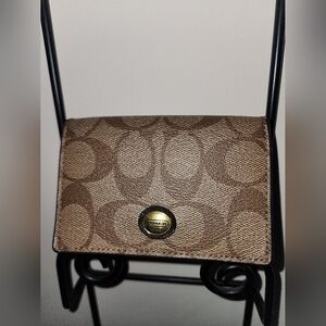 Coach Signature C Small Wallet Coin Card Holder Brown